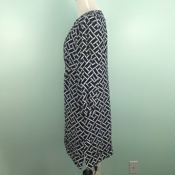 Elizabeth McKay Dress Size 8 Blue White Print - Picture 3 of 8